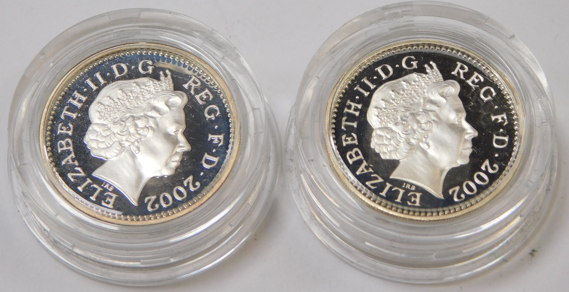 Two Royal Mint silver proof one pound coins, for 2002, in presentation boxes with certificate of - Image 3 of 3