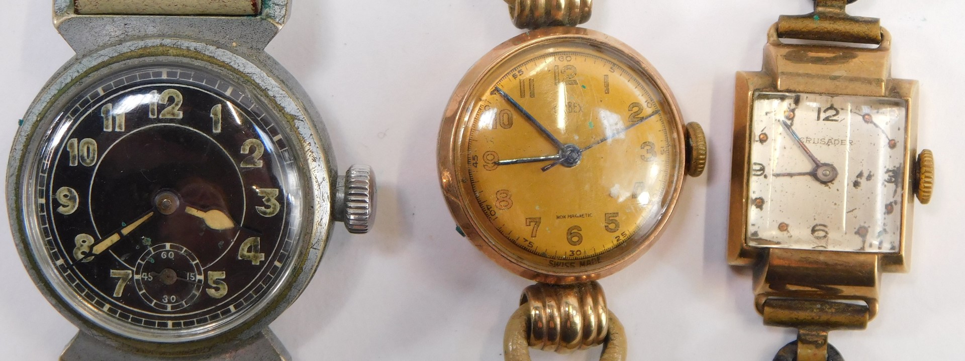 A collection of wristwatches, comprising a 1940s wristwatch, with black painted dial and numeric - Image 6 of 7