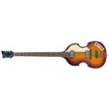 A Hofner Contemporary Series violin bass electric guitar, a graduated brown body, 106cm long, in