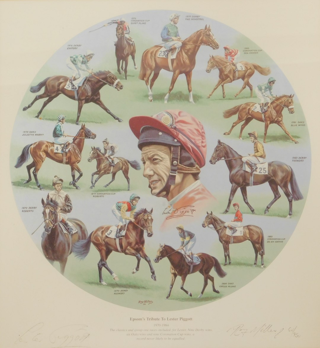 After Roy Miller. Epsom's Tribute to Lester Piggott 1970-1984, signed limited edition print by the - Image 2 of 8