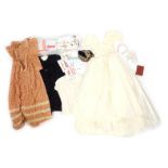 A group of vintage clothing, to include wedding dress, together with head band and gloves, a