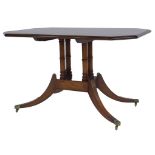 A 20thC mahogany occasional table, the rectangular top with canted corners and line inlay, on four