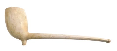 A 19thC clay pipe, stamped with maker W White of Glasgow, 26cm long.