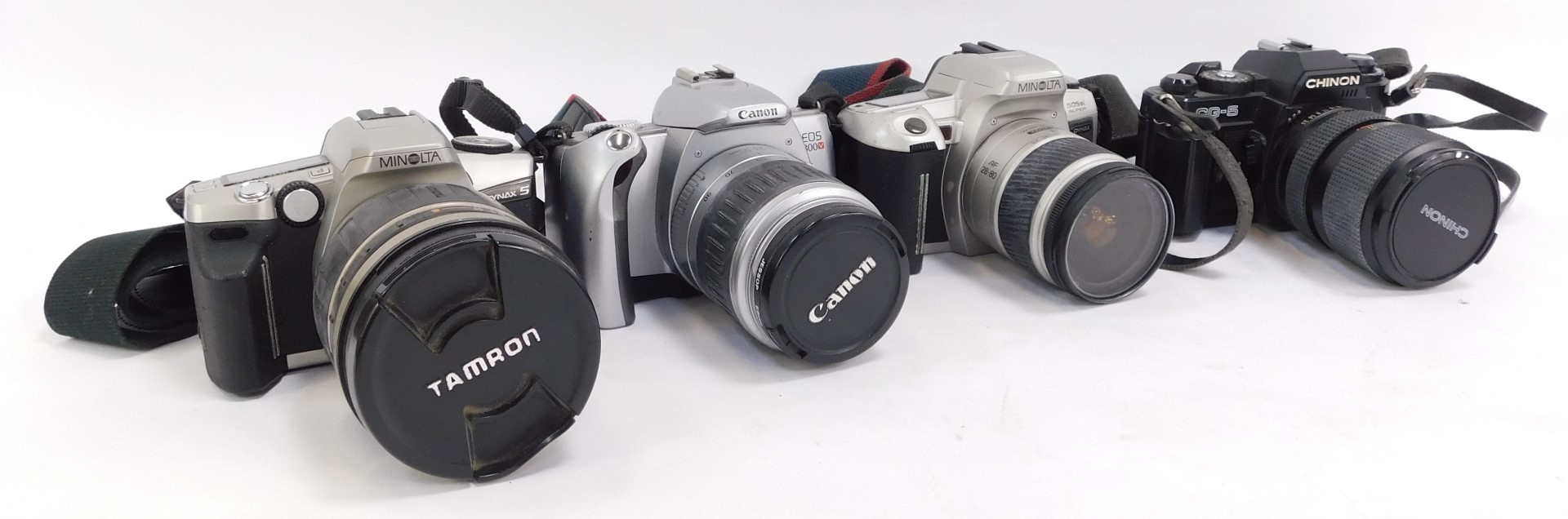 A group of cameras and related items, to include a Canon EOS 300V, Chinon CG-5, Tamron Dynax 5, a - Image 2 of 3