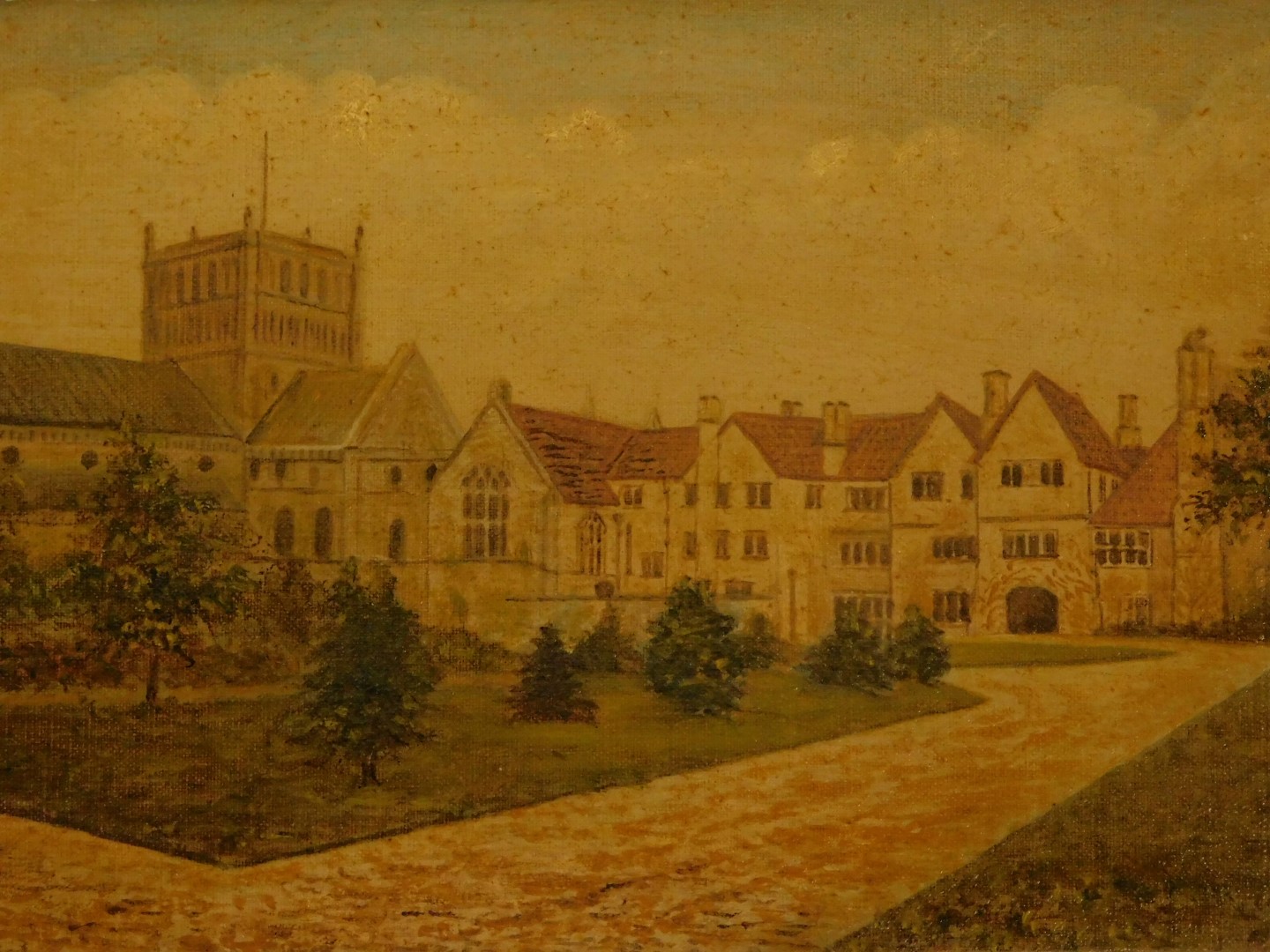 A Chambers (early 20thC School). Bishop's Manor Southwell, oil on canvas, signed and dated 1916 - Image 2 of 3