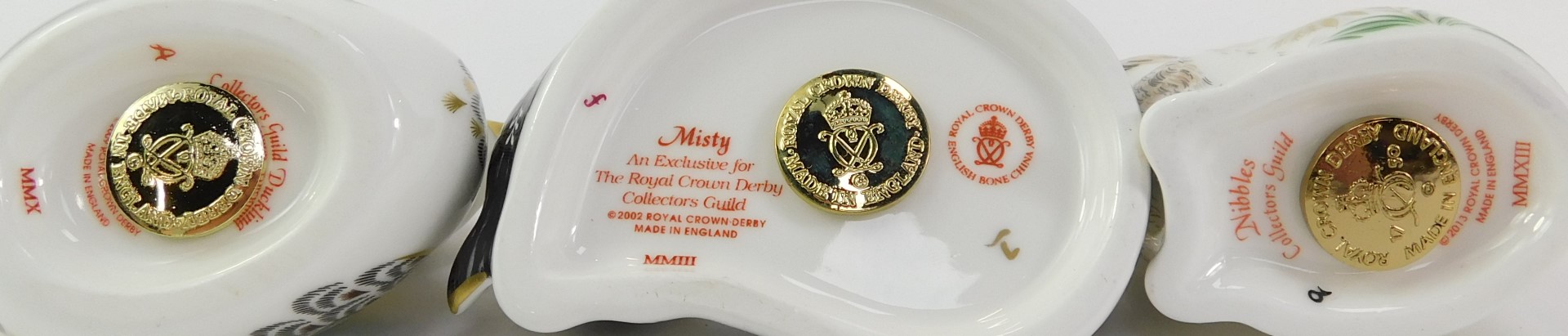 Three Royal Crown Derby porcelain paperweights, comprising Nibbles, Misty and Collectors Guild - Image 3 of 3