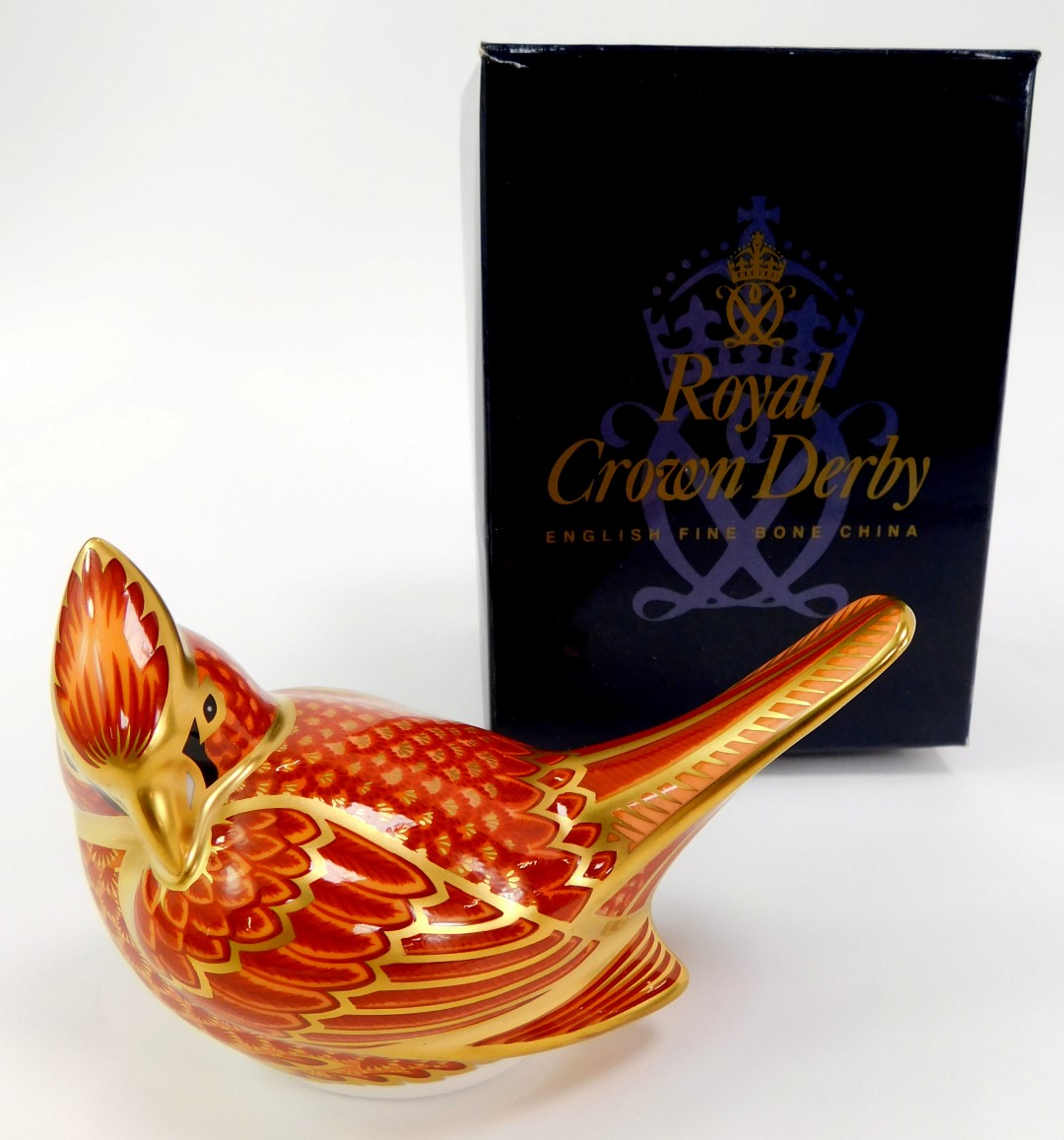 A Royal Crown Derby porcelain American cardinal paperweight, red printed marks and gold stopper, 7. - Image 2 of 3