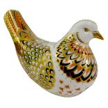 A Royal Crown Derby porcelain turtledove paperweight, red printed marks and gold stopper, 8.5cm
