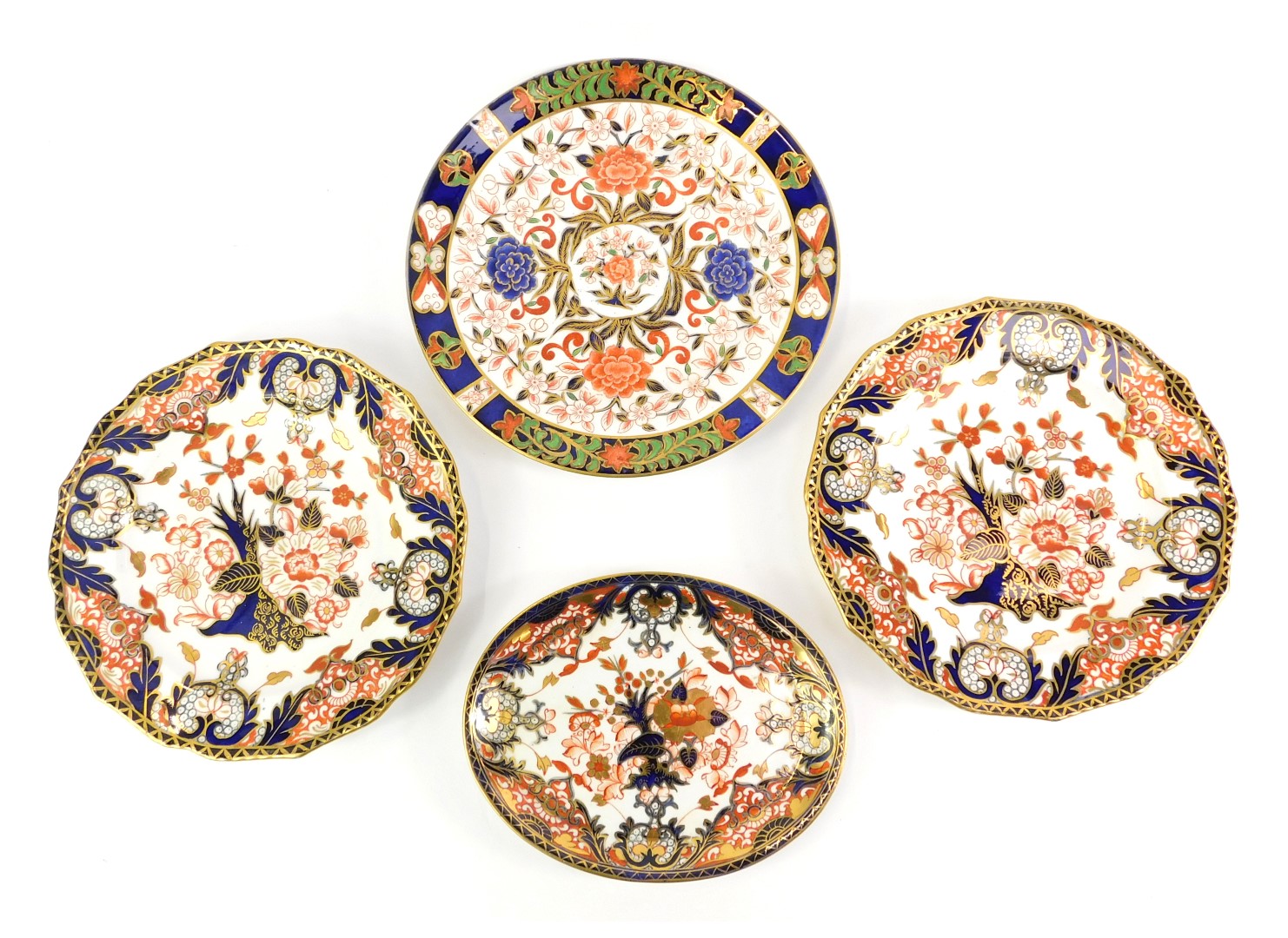 A group of 19thC and later Derby porcelain, each piece decorated in the Imari palette, to include