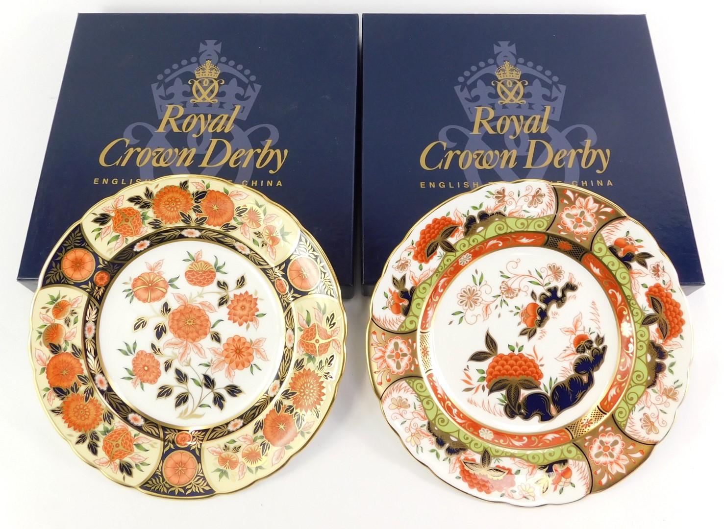 Two Royal Crown Derby porcelain plates, decorated in the Antique Chrysanthemum pattern, and the - Image 2 of 3