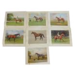 Horse racing interest. Seven prints depicting various racehorses, some with jockeys, to include