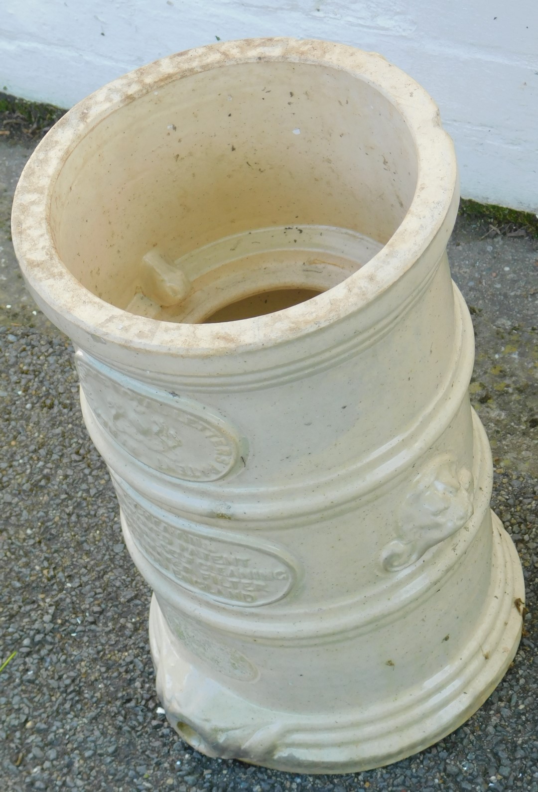 A stoneware water filter, stamped Her Majesty's Royal Letters, on cream finish with lion mask - Image 2 of 3