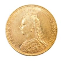 A Victorian full gold sovereign dated 1888, in fitted case.