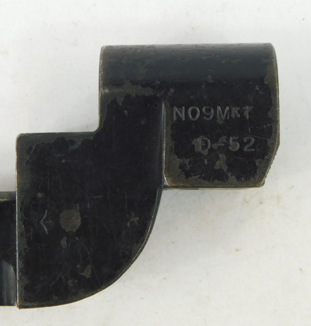 A British No. 9 MK1 bayonet, D-52, in painted black metal scabbard, length of blade 20cm. - Image 3 of 4