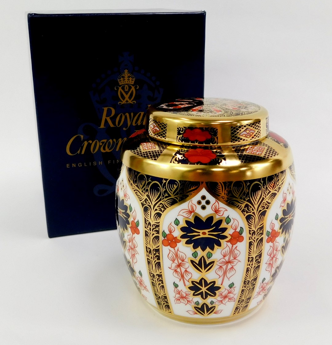 A Royal Crown Derby porcelain jar and cover, decorated in the Old Imari pattern, 1128, red printed - Image 2 of 3