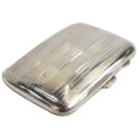 A George VI silver cigarette case, with engine turned decoration, vacant rectangular reserve,