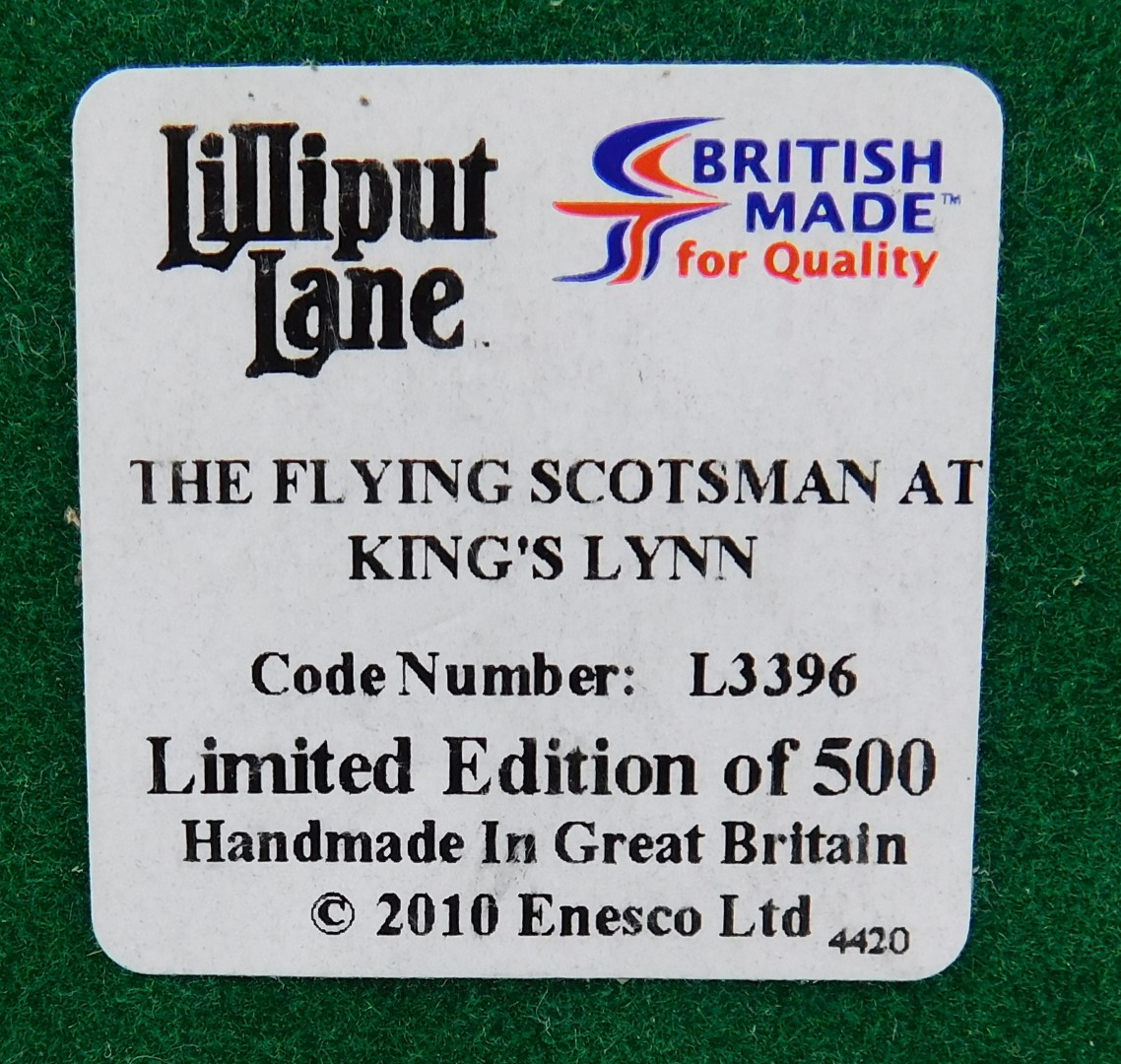 A Lilliput Lane The Flying Scotsman at Kings Lynn group, limited edition of 500, L3396, 21cm wide, - Image 3 of 3