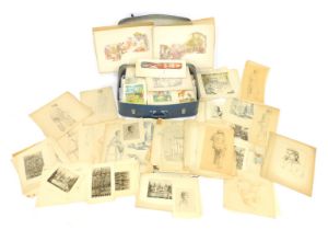 A mid century St Michael case, containing an artist's portfolio, of charcoal and pencil still life
