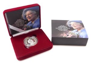 A Royal Mint silver proof memorial crown, to commemorate Her Majesty The Queen Mother 1900-2002,