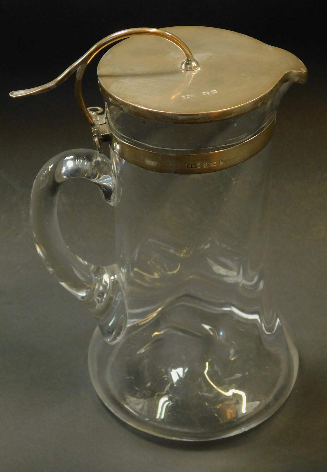 An Edward VII silver topped claret jug, the silver lid with a moulded thumb piece and silver collar, - Image 2 of 5