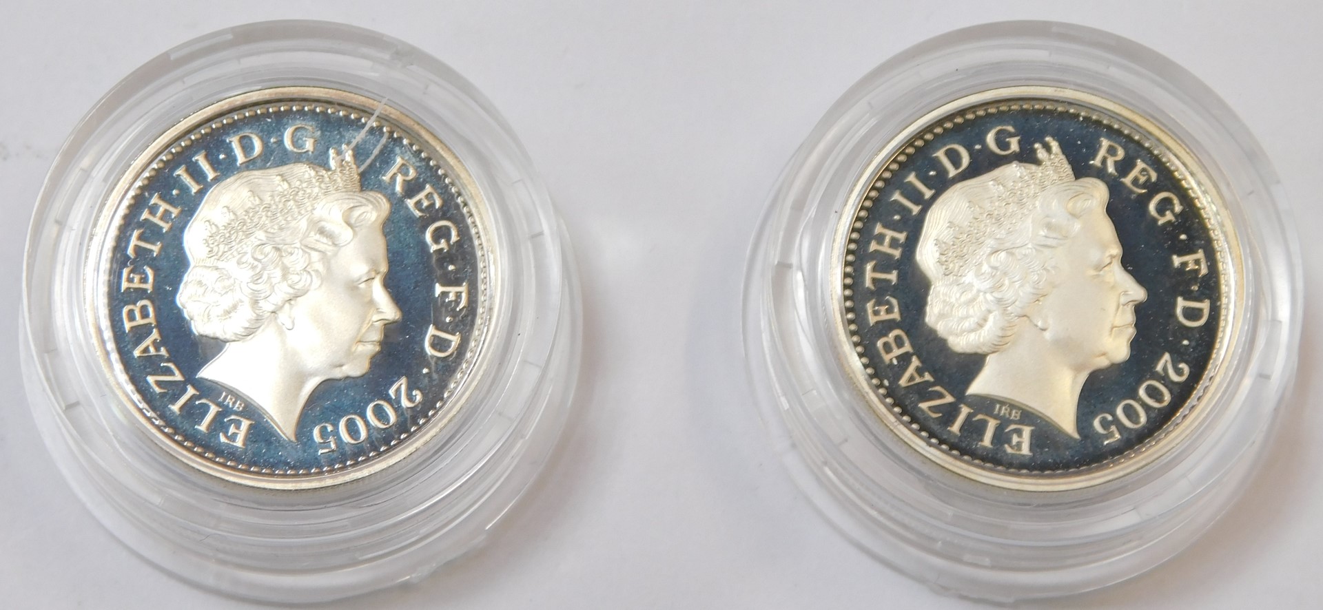 Two silver one pound coins, each for 2005, with certificate of authenticity, boxed. - Image 3 of 3