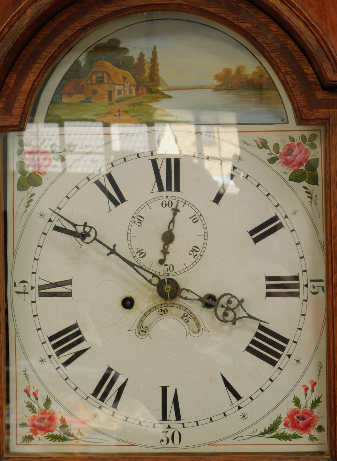A 19thC oak cased longcase clock, the white enamel dial bearing Roman numerals and Arabic numerals - Image 2 of 3