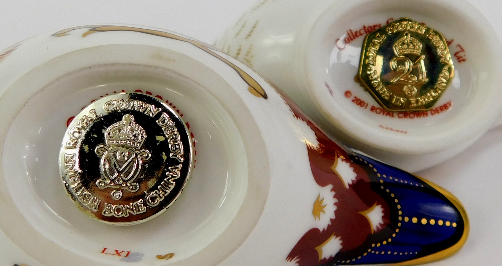 Two Royal Crown Derby porcelain bird paperweights, comprising Nuthatch, red printed marks and silver - Image 3 of 3