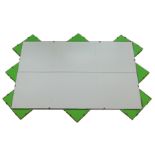 An Art Deco wall mirror, the rectangular mirror in six square sections, each section bordered by a
