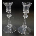 A pair of Waterford crystal candlesticks, each stamped, 21cm high.