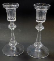 A pair of Waterford crystal candlesticks, each stamped, 21cm high.