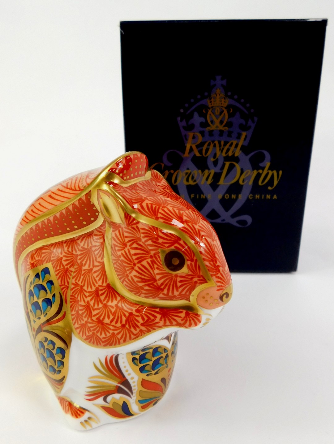 A Royal Crown Derby porcelain red squirrel paperweight, red printed marks and gold stopper, 9cm - Image 2 of 3