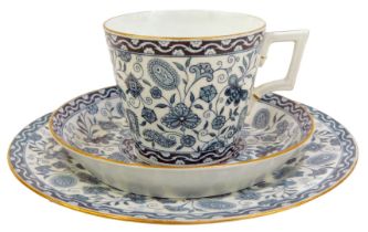 A Royal Crown Derby Wilmont pattern trio set, comprising cup, saucer and plate.