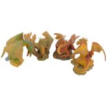 Four Danbury Mint dragon figures from the Treasure Dragons series, comprising Verendi serial