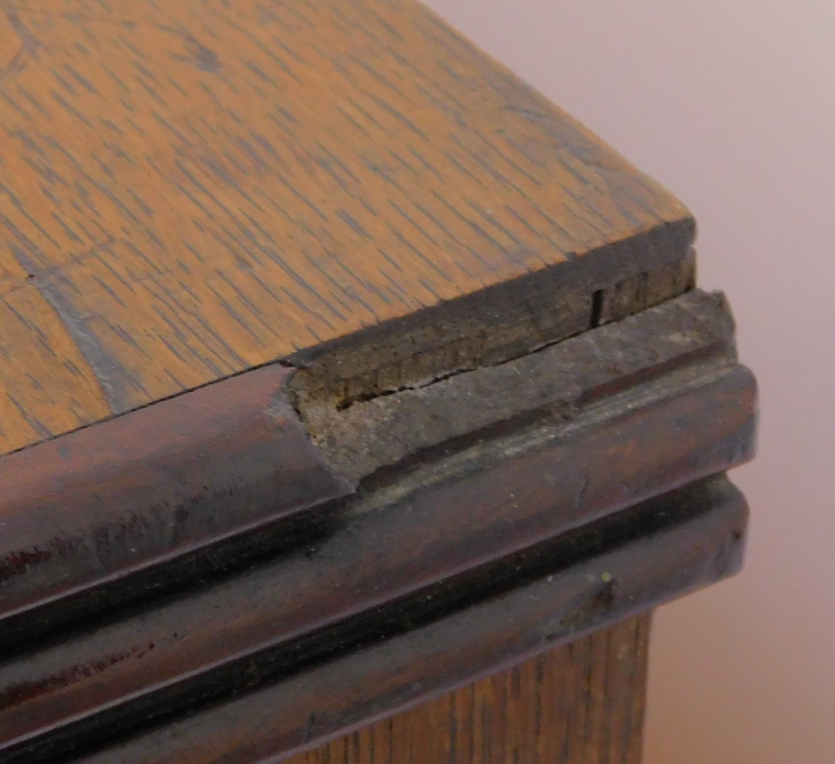 A Victorian oak and cross banded chest, of two short and three long drawers, on castors, 99cm - Image 4 of 6