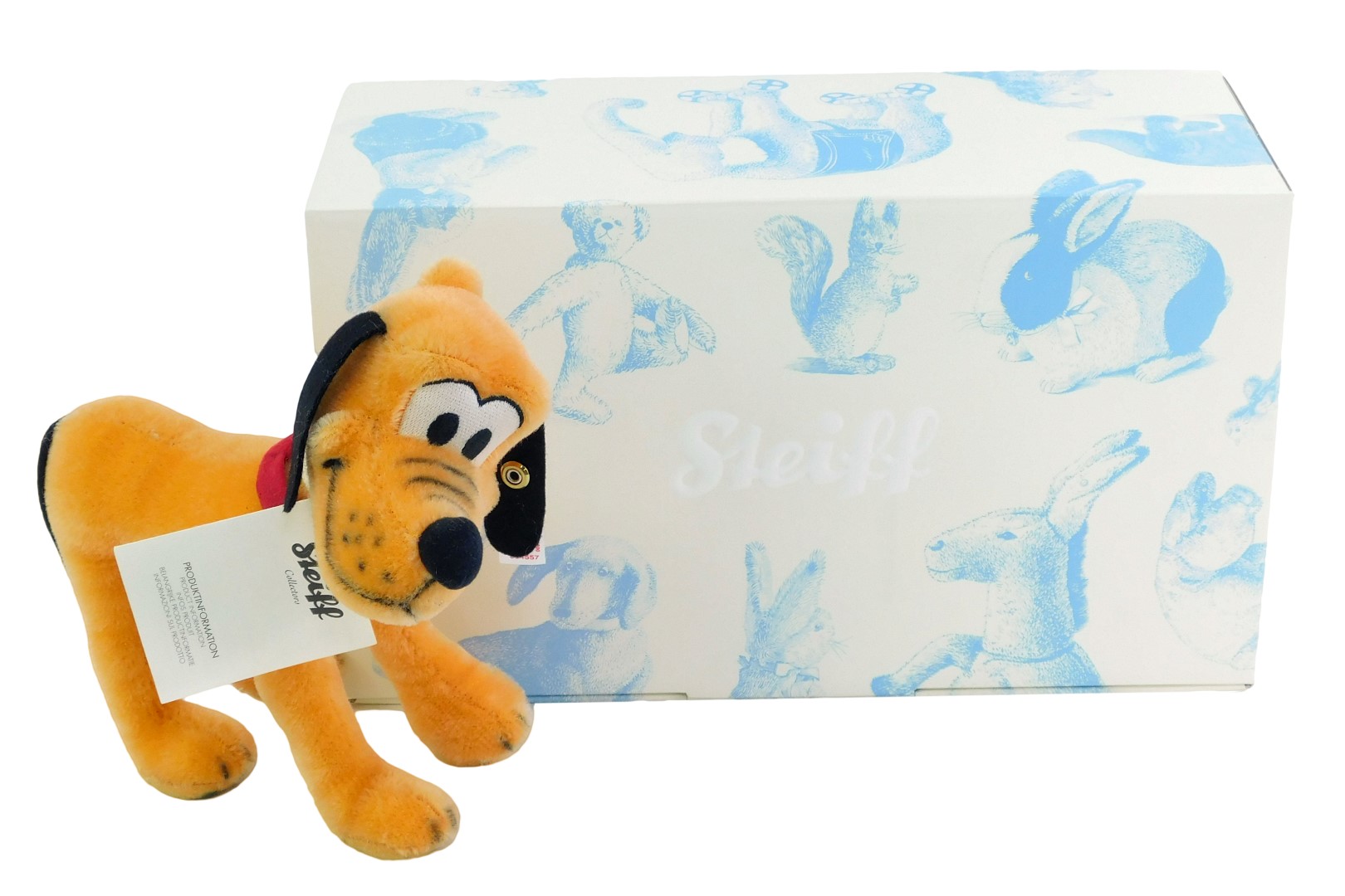 A Steiff Pluto soft toy, limited edition number 816/2000, 19cm high, with certificate, boxed with