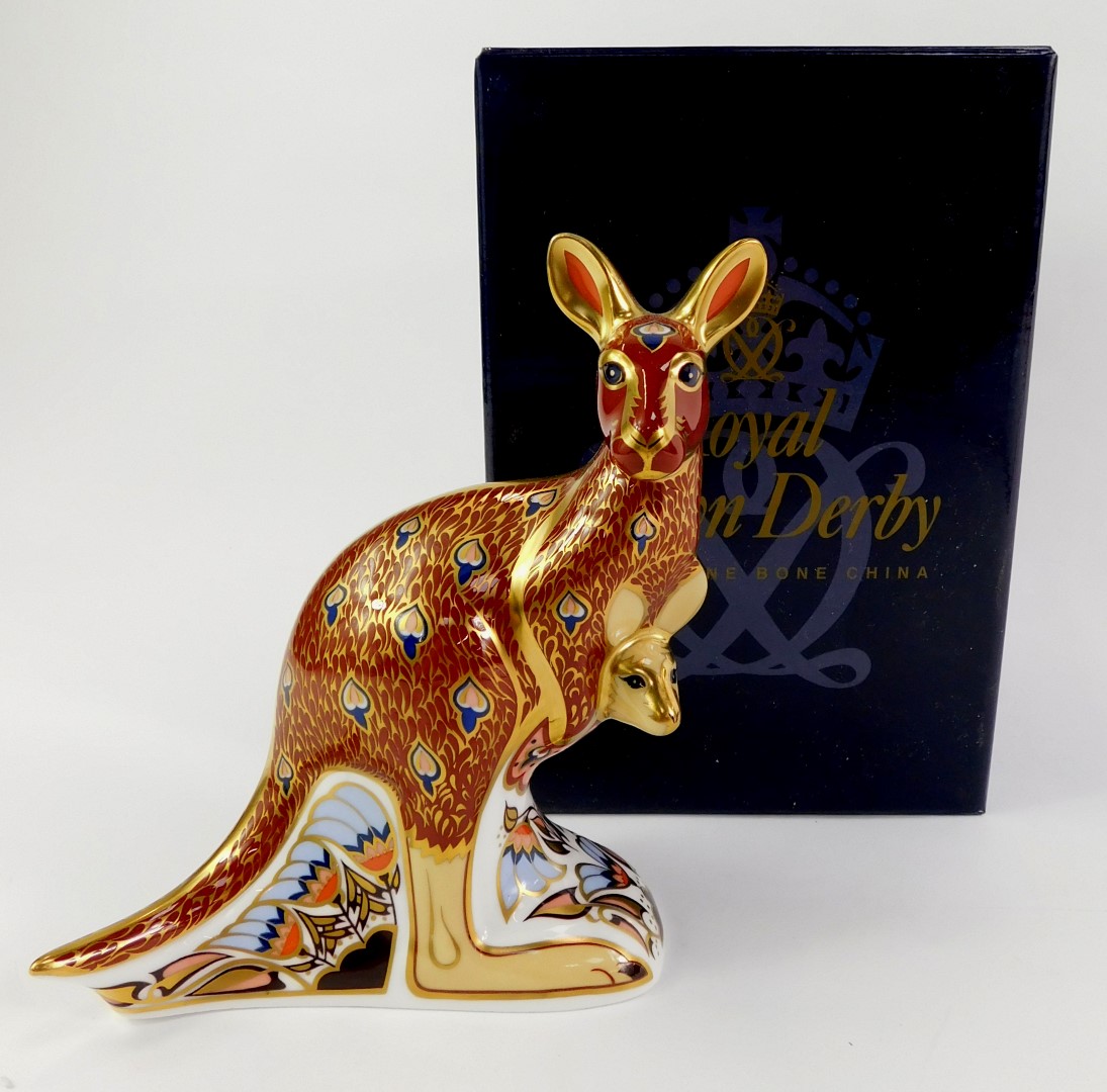 A Royal Crown Derby porcelain kangaroo paperweight, from the Austrian Collection designed by John - Image 2 of 3