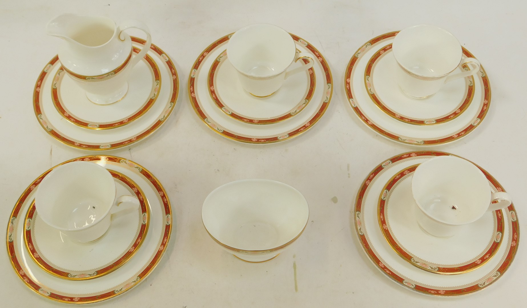 A Royal Doulton Sandon pattern part tea service, comprising milk jug, sugar bowl, five side - Image 2 of 4