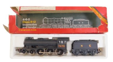 A Hornby OO gauge locomotive and tender, in black livery, NE, 7476, partially boxed.