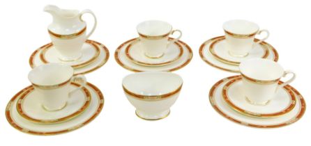 A Royal Doulton Sandon pattern part tea service, comprising milk jug, sugar bowl, five side