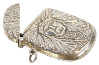 A silver Vesta case, embossed to both sides with the head of a Native American chief, stamped