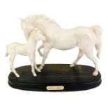 A Royal Doulton matt porcelain equine figure group, modelled as Spirit of Affection, mare and