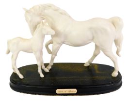 A Royal Doulton matt porcelain equine figure group, modelled as Spirit of Affection, mare and