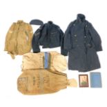 A World War II RAF kit bag, for Arthur Norman Cotton, containing blue wool overcoat, blue wool