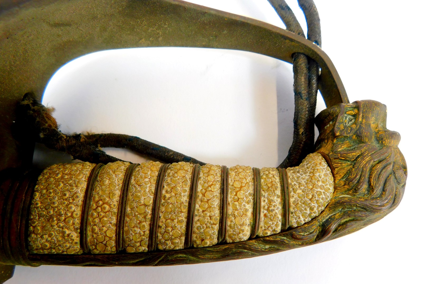 A Victorian naval officer's dress sword, with lion head pommel, shagreen grip interspersed with - Image 4 of 9