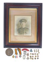 Three World War I medals, named to Private AE Jones, South Staffordshire Regiment, 14787, comprising