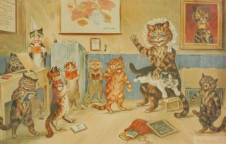 After Louis Wain. The Naughty Puss, print, 24cm x 37cm.