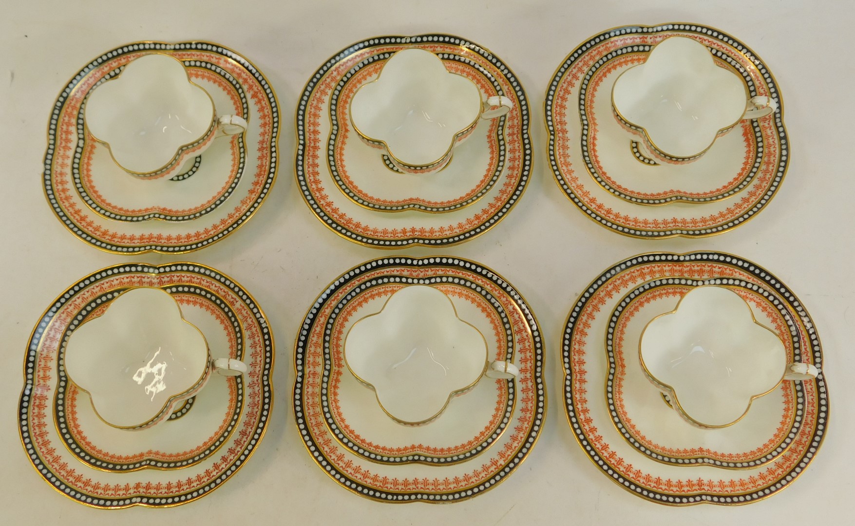A Coalport porcelain tea service, for six place settings, comprising teacups, saucers and side - Image 2 of 4
