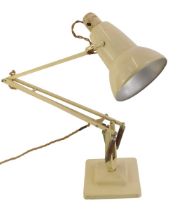 A Herbert Terry and Sons Reddich Anglepoise type lamp, cream, stamped, 91cm high.