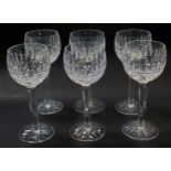 A set of six Waterford crystal Tramore pattern wine glasses, each stamped, 19cm high.