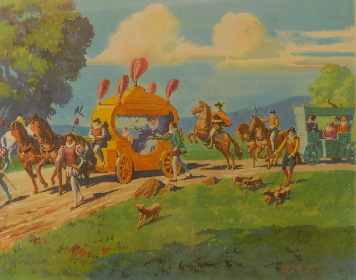 After Lance Catermole. Various works, comprising Queen Elizabeth Going in Procession, 38cm x 47cm, - Image 13 of 14